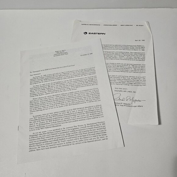 Eastern Air Lines inc 1986 Meeting Proxy Statement Prospectus Booklet Ephemera - Picture 9 of 10
